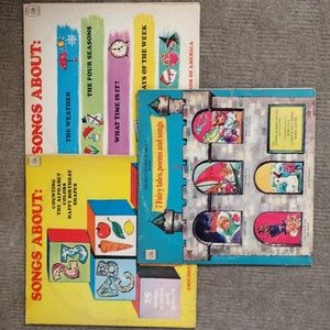 Bundle of three children's albums. Two songs about,  fairy tales poems and songs